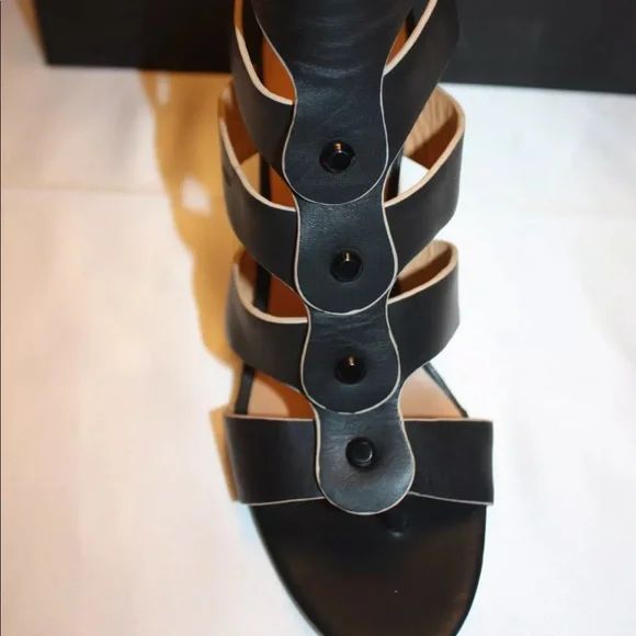 L.A.M.B. “Miranda” Strappy Black Wedge Heels 8 1/2 - EXCELLENT used condition!!! - Picture 6 of 7